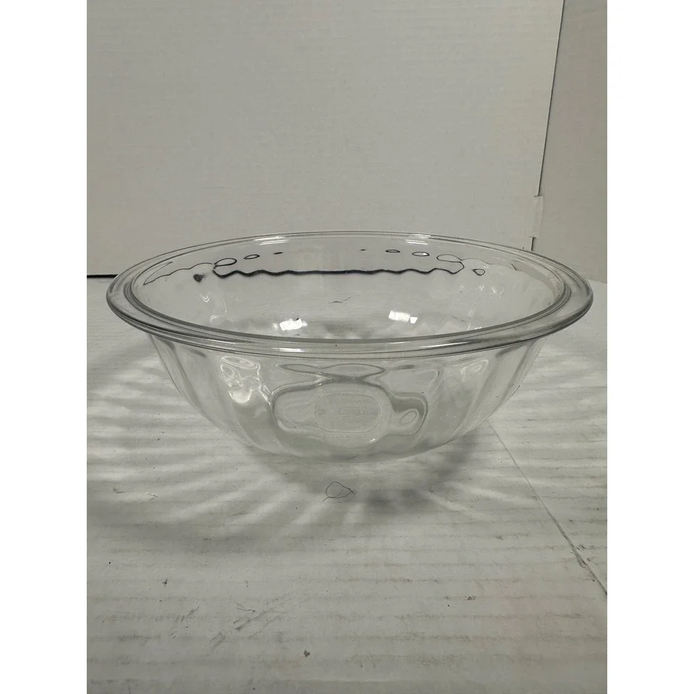 Pyrex 325 Clear Glass Mixing Bowl 2.5L Ribbed Fluted USA Vintage Kitchenware